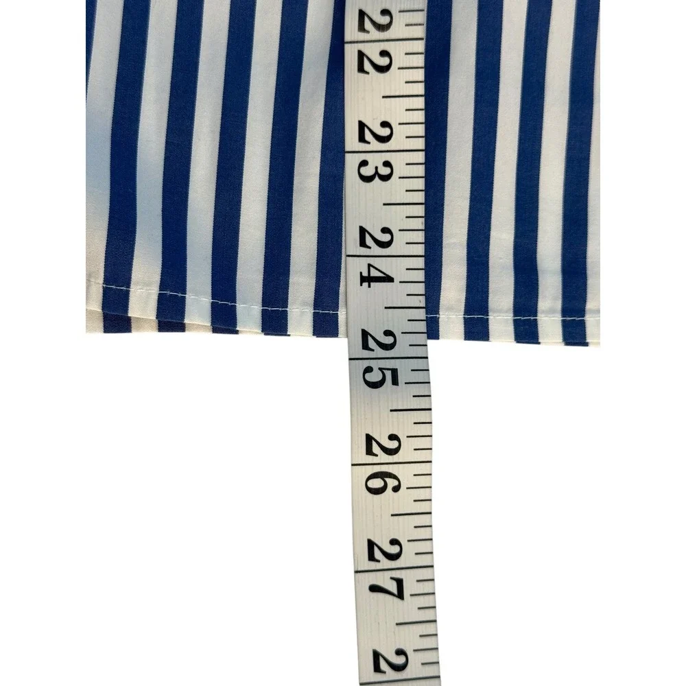 Madewell French Blue White Stacked-Button V-Neck Shirt in Poplin NZ420 XL NEW
